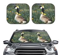 2-Piece Sun Shade Front Windshield Sun Visor Protector Goose Wearing Flowers Windshield Sun Shade Foldable Car Front Window Sunshades for Most Sedans SUV Van Truck Auto Accessories M