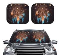 2-Piece Sun Shade Front Windshield Sun Visor Protector Native American Dream Catcher Windshield Sun Shade Foldable Car Front Window Sunshades for Most Sedans SUV Van Truck Auto Accessories L