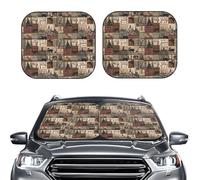 2-Piece Sun Shade Front Windshield Sun Visor Protector Rustic Lodge Bear Moose Windshield Sun Shade Foldable Car Front Window Sunshades for Most Sedans SUV Van Truck Auto Accessories M