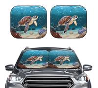 2-Piece Sun Shade Front Windshield Sun Visor Protector Sea turtle swimming Windshield Sun Shade Foldable Car Front Window Sunshades for Most Sedans SUV Van Truck Auto Accessories S