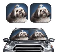 2-Piece Sun Shade Front Windshield Sun Visor Protector Shih Tzu Dog Windshield Sun Shade Foldable Car Front Window Sunshades for Most Sedans SUV Van Truck Auto Accessories M