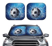 2-Piece Sun Shade Front Windshield Sun Visor Protector Soccer Ball Water Windshield Sun Shade Foldable Car Front Window Sunshades for Most Sedans SUV Van Truck Auto Accessories M