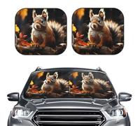 2-Piece Sun Shade Front Windshield Sun Visor Protector Squirrel in the Woods Windshield Sun Shade Foldable Car Front Window Sunshades for Most Sedans SUV Van Truck Auto Accessories L