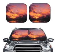 2-Piece Sun Shade Front Windshield Sun Visor Protector Sunset at dusk Windshield Sun Shade Foldable Car Front Window Sunshades for Most Sedans SUV Van Truck Auto Accessories L