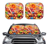2-Piece Sun Shade Front Windshield Sun Visor Protector Sweet Candies Windshield Sun Shade Foldable Car Front Window Sunshades for Most Sedans SUV Van Truck Auto Accessories M