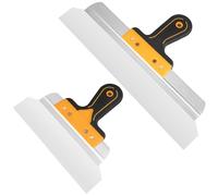 2 Piece Surface Spatula Set, 400 mm & 250 mm Rustproof Spatula Set - Facade Spatula, High-Quality Spatula with Ergonomic Soft Handle, for Drywall, Plastering, Wallpaper Removal, Red