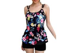 2 Piece Swimming Costume Women Tankini Sets Strappy Swimsuit Cami Top with Boyshorts Swimwear Plus Size Tankini Swimsuits Modest Bathing Suit Beachwear Tankini Top + Shorts