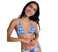 Roxy Printed Essentials Tiki Tri Bikini Top Blue White Women - S