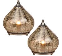 2-Piece Table Lamp Set Marrakesch Oriental Boho Silver Metal 28cm Bath
