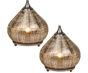 2-Piece Table Lamp Set Marrakesch Oriental Boho Silver Metal 28cm Bath