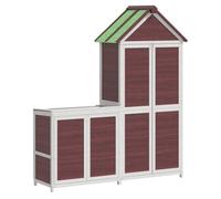 2-Piece Tool Shed Set Mocha Solid Pine Weatherproof Garden Shed with Storage Space Tool Shed for Outdoor Use Lockable Ideal for Patio and Yard