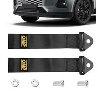 2-Piece Tow Rope, Racing Tow Belt for Cars, High-Strength Nylon Towing Rope Kit with Heavy-Duty Hooks & Bolts/Nuts, Universal Fit for Car Front/Rear Bumpers & Trailers, 28 cm x 5 cm (Black)