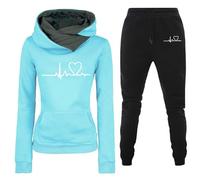 2 Piece Tracksuit Womens Full Set Sale Fleece Lined Tracksuit Set Casual Long Sleeve Pullover Jumper Hoodie and Joggers Bottoms Sweat Suit Lounge Wear Sports Gym Set Ladies Two Piece Outfit Clearance