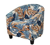 2 Piece Tub Chair Cover Set - High Stretch Printed Soft Club Armchair Slipcovers for Dining, Living Room, Cafe, Bar, Office Reception (Print 21)
