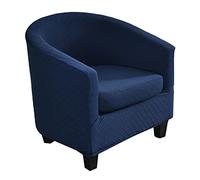 2 Piece Tub Chair Covers with Cushion Cover,Stretch Jacquard Furniture Cover,Armchair Protector Slipcover Removable Machine Washable (Navy Blue)