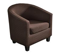 2 Piece Tub Chair Covers with Cushion Cover,Stretch Jacquard Furniture Cover,Armchair Protector Slipcover Removable Machine Washable (Brown)
