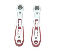 2-Piece Two-Way Ratchet Wrench Hand Tool with Reversible Mechanism for Slotted and Cross Head Screws, Compact 110 mm Silver Red Set