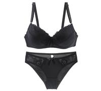 2 Piece Underwear Set for Women, Bras and Comfortable Padded Bras with Regular Fit and Panties, Non-Wired Bralette Underwear, Sexy Briefs Set, Z1-black, 44DD