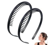 2-Piece Unisex Shark Tooth Comb Headband, Non-Slip Sports Hair Band with Teeth Grip