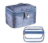 2-Piece Velvet Makeup Bag Set - Double Layer Travel Cosmetic Organizer with Brush Holders, Waterproof Women’s Toiletry Pouch for Daily Use & Luxury Gifts