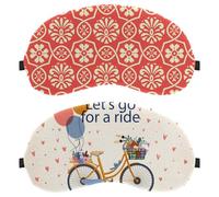 2 Piece Vintage Let's Go for a Ride Bicycle Eye Mask, Sleep Mask for Side Sleeper, Soft Sleeping Eye Mask for Women Men, Complete Light Blocking, Zero Pressure Night Blindfold