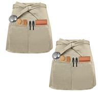 2-Piece Waist Apron with 3 Pockets - Front Ties for Bistro Restaurant Hotel Cafe Chef Waiter Cleaning Painting Gardening