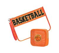 2 Piece Waterproof PVC Cosmetic Accessories Bag Set Basketball Designs Travel Essential Storage Organizers Basketball Themed Travel Organizers Set