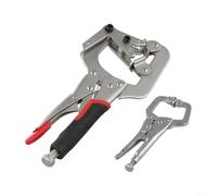 2 Piece Welding Pliers Set with Locking 10" Pipe Clamp & 5" Mini C Clamp Chrome Vanadium Steel Adjustable with V Support for Secure Gripping Various Pipe Diameters