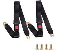 2-Piece Wheelchair Seat Belt, Adjustable Safety Harness for Go-Karts and Golf Carts, E11 Certified Black Polyester, Includes Screws and Metal Clips