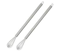 2 Piece Whisk Set 23 cm, Professional Stainless Steel Whisk, Manual Hand Whisk for Eggs, Dough, Cream and Sauces, Rustproof Kitchen Aid for Cooking and Baking, Dishwasher Safe
