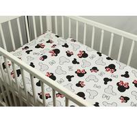 2-Piece White Bedding Set for Baby, Toddler, Infant, Child, Cotton Duvet Cover and Pillowcase, For Cot Bed 70x140cm, with Minnie Mouse Pattern