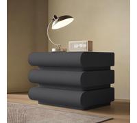 2-Piece White Side Table Set - Modern Bedside Tables with Sto Der & LED Ultra-Thin Floating Cabinet Industrial Gray Mirror for Living Room & Bedroom Fur