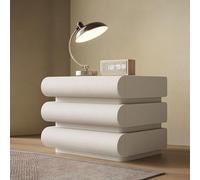 2-Piece White Side Table Set - Ultra-Thin Bedside Cabi with Sto Der & LED Light Modern Industrial Small Cabi for Living Room Bedroom Office Black & Gray Mirror h