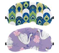 2 Piece White Swan Purple Flower Sleep Eye Mask for Side Sleeper, Sleeping Mask, Light Blocking Eye Mask, Soft Eye Shade Cover for Travel, Nap, Plane