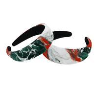 2 Piece Wide Head Bands Hoops for Hair, Red Green White Marble Texture Padded Thick Women Headbands, Elastic Cute Headband Head Wrap, Wide Top Turban Hair Bands
