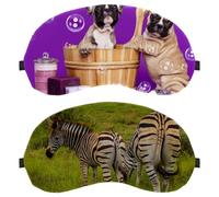 2 Piece Wildlife Zebra Animal Sleep Mask for Side Sleeper Men Women, Light Blocking Eye Mask Cover Eyeshade with Adjustable Strap, Night Blindfold