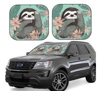 2 Piece Windshield Sun Shade Foldable Car Sunshade for Front Window Auto Interior Cover Animal Sloth Mint Green Sun Visor Protector Window Sun Blocker to Keeps Your Vehicle Cool Medium