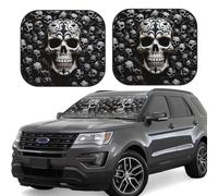 2 Piece Windshield Sun Shade Foldable Car Sunshade for Front Window Auto Interior Cover Black and White Skulls Sun Visor Protector Window Sun Blocker to Keeps Your Vehicle Cool Large