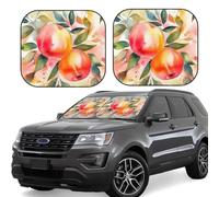 2 Piece Windshield Sun Shade Foldable Car Sunshade for Front Window Auto Interior Cover Colorful Peach Watercolor Design Sun Visor Protector Window Sun Blocker to Keeps Your Vehicle Cool Medium