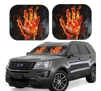 2 Piece Windshield Sun Shade Foldable Car Sunshade for Front Window Auto Interior Cover Fire Flame Hand Sun Visor Protector Window Sun Blocker to Keeps Your Vehicle Cool Small