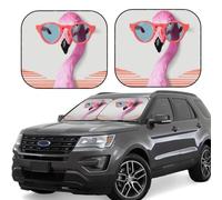 2 Piece Windshield Sun Shade Foldable Car Sunshade for Front Window Auto Interior Cover Hello Glasses Flamingo Sun Visor Protector Window Sun Blocker to Keeps Your Vehicle Cool Large