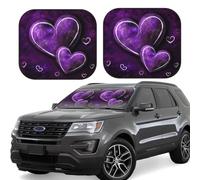 2 Piece Windshield Sun Shade Foldable Car Sunshade for Front Window Auto Interior Cover Purple Hearts Sun Visor Protector Window Sun Blocker to Keeps Your Vehicle Cool Large