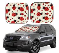 2 Piece Windshield Sun Shade Foldable Car Sunshade for Front Window Auto Interior Cover Red Ladybug Sun Visor Protector Window Sun Blocker to Keeps Your Vehicle Cool Medium