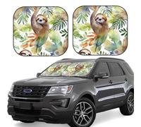 2 Piece Windshield Sun Shade Foldable Car Sunshade for Front Window Auto Interior Cover Watercolor Sloth Sun Visor Protector Window Sun Blocker to Keeps Your Vehicle Cool Medium