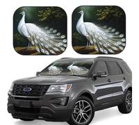 2 Piece Windshield Sun Shade Foldable Car Sunshade for Front Window Auto Interior Cover White Peacock Sun Visor Protector Window Sun Blocker to Keeps Your Vehicle Cool Medium