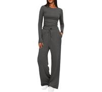 2 Piece Women's 2025 Fall Outfits Long Sleeve Wide Leg Tracksuits brown black white blue burgundy red coffee navy pink grey Casual Lounge Set Matching Sets Size 6 8 10 12 14 16 18 20 22 24 26 28 30 32