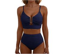2 Piece Womens Bikini Sets Tummy Control Swimwear High Waisted Swimsuits Ladies Stretchy Bikini Set Quick Dry Breathable Swimming Costumes Lightweight Beachwear