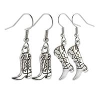 2 Piece Women's Cowboy Cowgirl Boot Earrings - Western Queen Accessories