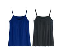 2 Piece Women's Vest Top with Built in Bra UK, Plus Size Sleeveless Strappy Padded Loose Fit Summer Tops, Lightweight Soft Support Camisole Top, Adjustable Shoulder Strap Solid Vests