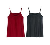2 Piece Women's Vest Top with Built in Bra UK, Plus Size Sleeveless Strappy Padded Loose Fit Summer Tops, Lightweight Soft Support Camisole Top, Adjustable Shoulder Strap Solid Vests